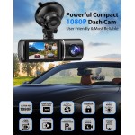 Dash Cam Front and Rear, 1080P Dash Camera for Cars, 3 Channel Car Camera Front Rear and Inside with 32GB Card, Loop Recording, Night Vision, HDR, 24Hr Parking, G-Sensor