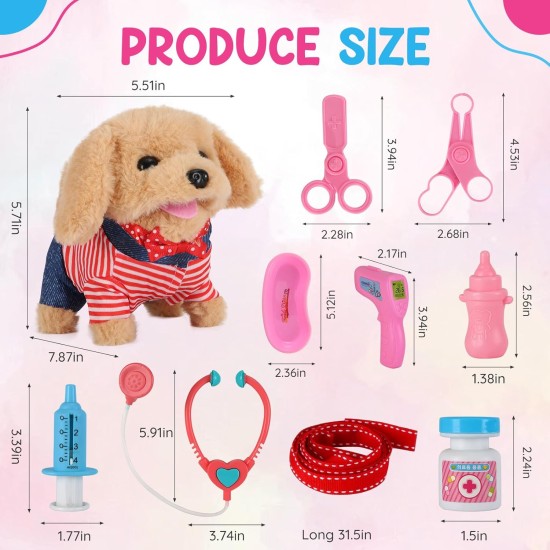 Toddler Toy 10 Pcs Interactive Retriever Robot Dog Toy - Walking & Stuffed Puppy with Stethoscope for Vet Role Play, Educational Toddler Gifts for 3 Year Old Girl Toddler Toy 10 Pcs Interactive Retriever Robot Dog Toy - Walking & Stuffed Puppy with Stethoscope for Vet Role Play, Educational Toddler Gifts for 3 Year Old Girl