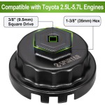 Spurtar Oil Filter Wrench for Toyota Cap Style Oil Filter Removal Tool 64mm for Lexus, Camry, 4 Runner, RAV4, Tundra, Tacoma, Highlander, Sienna, Sequoia, Avaion, Venza 2.5-5.7L Engine