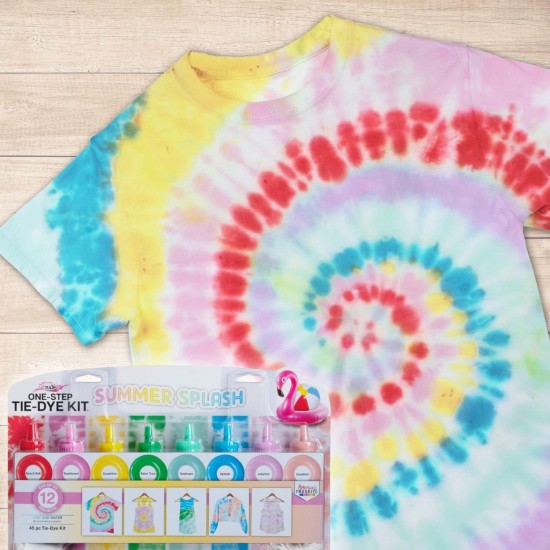 Tulip One-Step Tie-Dye Kit Summer Splash Set, Easy for Beginner Skill Levels, 8 Easy Squeeze, Pre-Filled Bottles, Swim Party Vibrant Colors