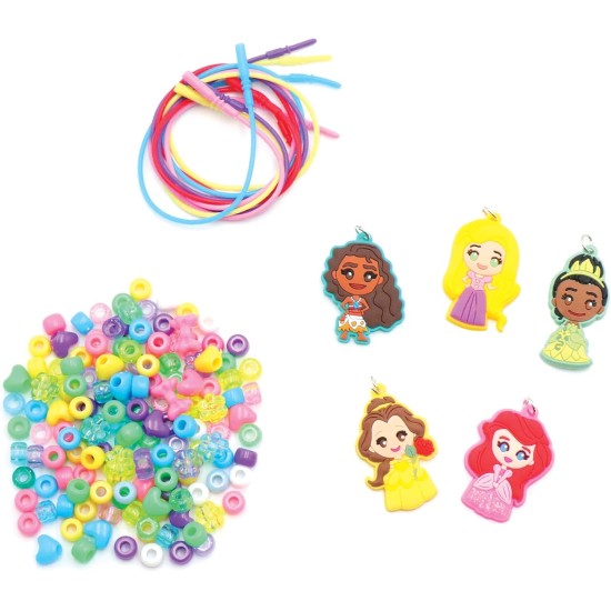 Disney Princess Necklace Activity Case – Jewelry Making Kit with Beads, Charms & Strings – Create Custom Princess Necklaces – Craft Gift for Girls Ages 3+ – Portable Storage Case Included