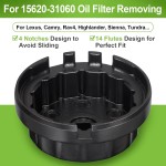 Spurtar Oil Filter Wrench for Toyota Cap Style Oil Filter Removal Tool 64mm for Lexus, Camry, 4 Runner, RAV4, Tundra, Tacoma, Highlander, Sienna, Sequoia, Avaion, Venza 2.5-5.7L Engine