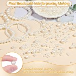 1228pcs Pearl Beads for Jewelry Making Pearl Beads for Bracelets Pearl Beads for Crafts Pearl Beads for Bracelet Making Kit Pearl Beads with Holes for Jewelry Making, Imitation Pearls for Fillers