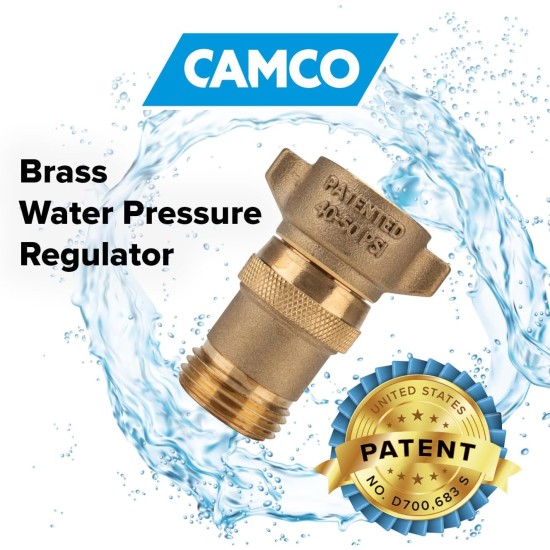 Camco Brass Marine/RV Water Pressure Regulator – Protects RV Kitchen Small Appliances, Plumbing & Hoses – Reduces RV Water Pressure to Safe & Consistent 40-50 PSI – Drinking Water Safe (40055) Camco Brass Marine/RV Water Pressure Regulator – Protects RV Kitchen Small Appliances, Plumbing & Hoses – Reduces RV Water Pressure to Safe & Consistent 40-50 PSI – Drinking Water Safe (40055)