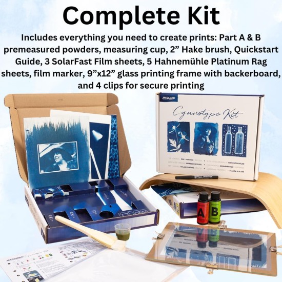 Jacquard Cyanotype Kit – Sun Printing Kit for Fabric, Paper and More, Complete Cyanotype Kit with Pre-Measured Cyanotype Chemicals, Easy-to-Use, Includes All You Need to Create Sun Prints Jacquard Cyanotype Kit – Sun Printing Kit for Fabric, Paper and More, Complete Cyanotype Kit with Pre-Measured Cyanotype Chemicals, Easy-to-Use, Includes All You Need to Create Sun Prints