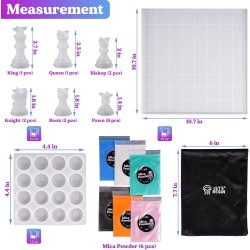 LET'S RESIN Chess Molds for Resin Casting, Upgraded Resin Chess Set Mold with 16 Piece 3D Full Size Chess Checkers & Chess Board Epoxy Silicone Resin Molds, DIY Chess Board Game, Christmas Gifts LET'S RESIN Chess Molds for Resin Casting, Upgraded Resin Chess Set Mold with 16 Piece 3D Full Size Chess Checkers & Chess Board Epoxy Silicone Resin Molds, DIY Chess Board Game, Christmas Gifts