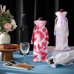 Silkfly 10 Set White Cotton Wine Bottle Bags for Tie Dye Kit, Items Things to Tie Dye, Bulk Blank Wine Bottle Gift Bags with Drawstrings for DIY Birthday Wedding Party Supplies