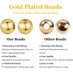PH PandaHall 14K Gold Plated Spacer Beads, 300pcs Round Brass Beads 5 Size Metal Smooth Beads Seamless Ball Beads Long-lasting Little Beads for Summer Bracelet Necklace Jewelry DIY Crafts(2/3/4/5/6mm)