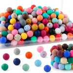 150Pcs 15mm Silicone Beads for Keychain Making and Bracelet Making,30 Colors Round Silicone Beads for Pens（Multicolor）