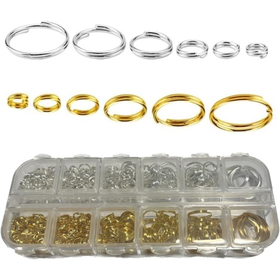 6 Size Gold and Sliver Jump Rings,Double Loops Round Split Small and Medium Key Chain Ring for Jewelry Making and Keychain Home Car Dog tag Rings DIY Crafts 6 Size Gold and Sliver Jump Rings,Double Loops Round Split Small and Medium Key Chain Ring for Jewelry Making and Keychain Home Car Dog tag Rings DIY Crafts