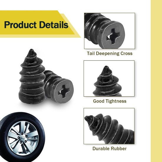 60PCS Tire Repair Rubber Nail, Vacuum Tire Repair Kits Spiral Rubber Nails, Tire Screw Plug Fast Tool Self Service Tire Repair Nail for car, Motorcycle, Truck, Tractor Tire Puncture Repair 60PCS Tire Repair Rubber Nail, Vacuum Tire Repair Kits Spiral Rubber Nails, Tire Screw Plug Fast Tool Self Service Tire Repair Nail for car, Motorcycle, Truck, Tractor Tire Puncture Repair