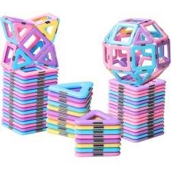 Magnetic Tiles Toys for 3 4 5 6 7 8+ Year Old Boys Girls Upgrade Macaron Castle Blocks Building Set for Toddlers STEM Creativity/Educational Toys for Kids Age 3-6 Christmas Birthday Gifts