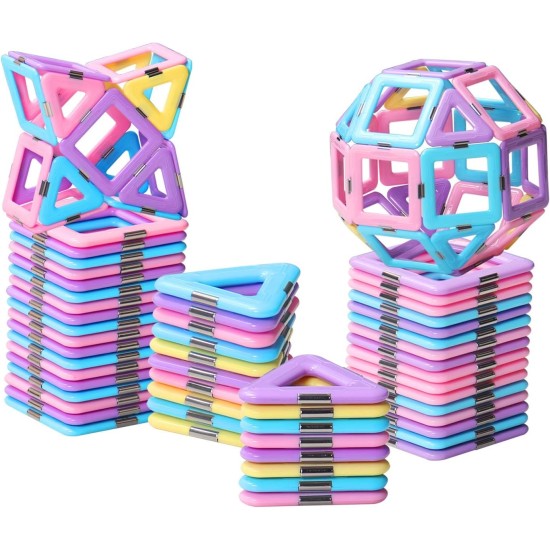 Magnetic Tiles Toys for 3 4 5 6 7 8+ Year Old Boys Girls Upgrade Macaron Castle Blocks Building Set for Toddlers STEM Creativity/Educational Toys for Kids Age 3-6 Christmas Birthday Gifts