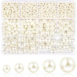 1228pcs Pearl Beads for Jewelry Making Pearl Beads for Bracelets Pearl Beads for Crafts Pearl Beads for Bracelet Making Kit Pearl Beads with Holes for Jewelry Making, Imitation Pearls for Fillers