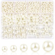 1228pcs Pearl Beads for Jewelry Making Pearl Beads for Bracelets Pearl Beads for Crafts Pearl Beads for Bracelet Making Kit Pearl Beads with Holes for Jewelry Making, Imitation Pearls for Fillers