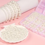 1228pcs Pearl Beads for Jewelry Making Pearl Beads for Bracelets Pearl Beads for Crafts Pearl Beads for Bracelet Making Kit Pearl Beads with Holes for Jewelry Making, Imitation Pearls for Fillers