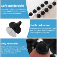 50PCS Rubber Pin Backs – PVC Lapel Pin Backings, Replacement for Enamel Pins, Badges, Hats, Brooch, Tie Tack, Butterfly Clutch Cap Keepers – Securely Hold Pins & Accessories - Black