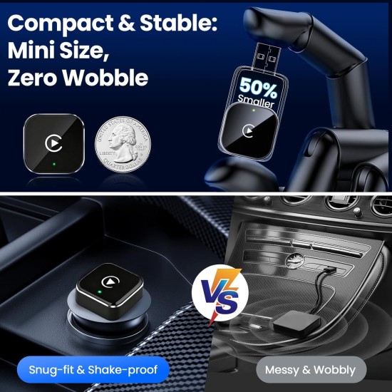 Wireless CarPlay Adapter2026 Upgraded – Suitable for Apple iPhone & Android, with Compact Size, Plug-and-Play Convenience, and Fast, Stable Connection for CarPlay & Android Applications