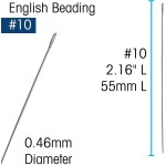 The Beadsmith English Beading Needles, Size 10, 4 Needles per Card, Made in England, Use for Loom Weaving Beadwork, Off-Loom Stitching and Jewelry Making with Seed Beads