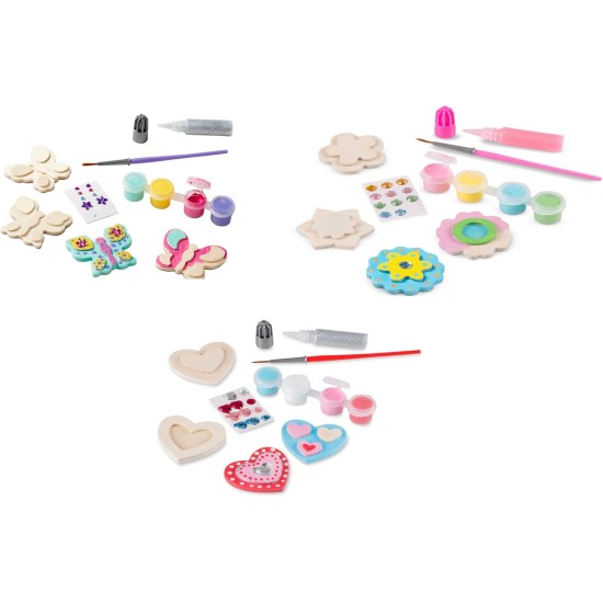 Melissa & Doug Decorate-Your-Own Wooden Magnets Craft Kit Bundle (12 Magnets) - Wood Crafts for Kids, Preschool Toys, and Learning Resources for Ages 4+