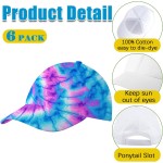 Silkfly 6 Pcs Cotton White Plain Baseball Cap for Tie Dye Kit Items Things for Tie Dye (Small)