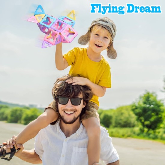 Magnetic Tiles Toys for 3 4 5 6 7 8+ Year Old Boys Girls Upgrade Macaron Castle Blocks Building Set for Toddlers STEM Creativity/Educational Toys for Kids Age 3-6 Christmas Birthday Gifts