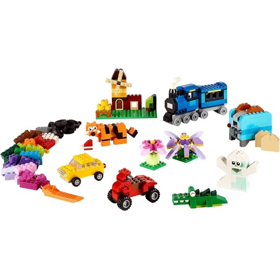 LEGO Classic Medium Creative Brick Box 10696 Building Toy Set - Featuring Storage, Includes Train, Car, and a Tiger Figure, and Playset for Kids, Boys, and Girls Ages 4-99