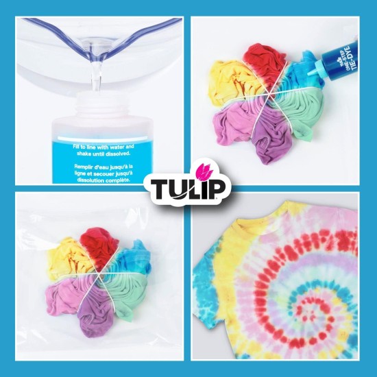Tulip One-Step Tie-Dye Kit Summer Splash Set, Easy for Beginner Skill Levels, 8 Easy Squeeze, Pre-Filled Bottles, Swim Party Vibrant Colors