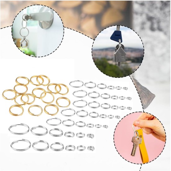 6 Size Gold and Sliver Jump Rings,Double Loops Round Split Small and Medium Key Chain Ring for Jewelry Making and Keychain Home Car Dog tag Rings DIY Crafts 6 Size Gold and Sliver Jump Rings,Double Loops Round Split Small and Medium Key Chain Ring for Jewelry Making and Keychain Home Car Dog tag Rings DIY Crafts