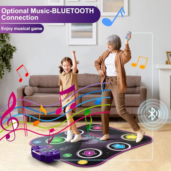 Flooyes Dance Mat Toys for 3-12 Year Old Kids, Electronic Dance Pad with Light-up 6-Button Wireless Bluetooth, Music Dance with 5 Game Modes, Birthday Toys Gifts for 3 4 5 6 7 8 9 10+ Year Old Girls Flooyes Dance Mat Toys for 3-12 Year Old Kids, Electronic Dance Pad with Light-up 6-Button Wireless Bluetooth, Music Dance with 5 Game Modes, Birthday Toys Gifts for 3 4 5 6 7 8 9 10+ Year Old Girls