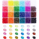PH PandaHall 2160pcs 6mm Crystal Beads Bicone Bracelet Bead Faceted Acrylic Beads 24 Colors Rainbow Loose Craft Bead for Friendship Bracelet Necklace Earring Jewelry Making Flower Bag Decoration