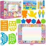 Aqua Water Doodle Mat - Kids Drawing Mat Toddlers Educational Toys for Age 3 4 5 6 7 8 Year Old Boys Girls Gifts - Neon Color Mat Doodle Board Writing Drawing Toys Holiday Christmas Birthday Gifts