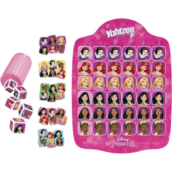 Hasbro Gaming Yahtzee Jr.: Disney Princess Edition Board Game for Kids Ages 4 and Up, for 2-4 Players, Counting and Matching Game for Preschoolers (Amazon Exclusive)