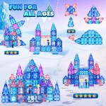 Magnetic Tiles 102pcs with 2 Stairs 2 Dolls Princess Castle Building Girls Toys Age 4-5 6-8 Magnetic Blocks Birthday Xmas Gifts for Girls Toys for 3 4 5 6 7 8+ Year Old