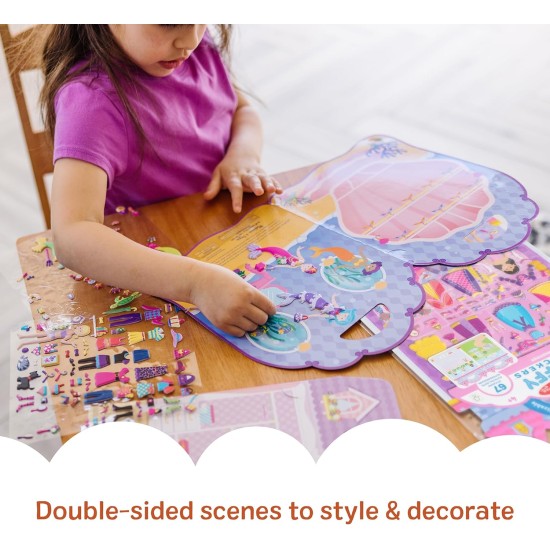Melissa & Doug Puffy Sticker Activity Books Set of 3 – Dress-Up, Princess & Mermaid, with 208 Reusable Stickers and Fold-Out Scenes, Mess-Free Travel Toys for Kids Ages 4+ - FSC Certified