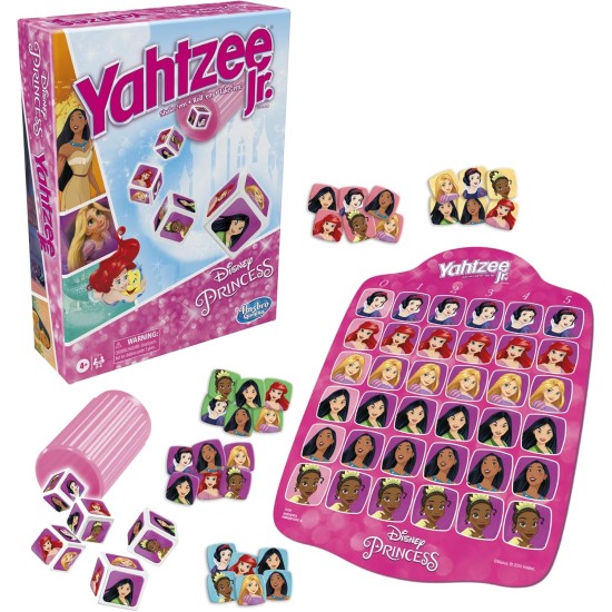 Hasbro Gaming Yahtzee Jr.: Disney Princess Edition Board Game for Kids Ages 4 and Up, for 2-4 Players, Counting and Matching Game for Preschoolers (Amazon Exclusive)