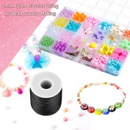 Black Nylon String Cord - 1MM 100 Yards Black Twine, Bracelet String for Bracelet Making, Braided Ornament Lanyard Thread, Jewelry Thread Clay Bead Cords for Crafts, Macrame Satin