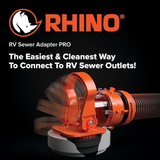 Camco Rhino RV Sewer Adapter PRO - Clear Sewer Hose Elbow with Drain Lock Adapter - Includes Ergonomic Handle & Flexible Adapter (39730)