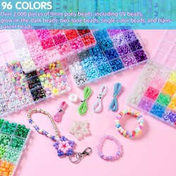 SJZWSD 5 Boxes Bracelet Making Kit Pony Beads, 6x9mm Kandi Rave & Hair Beads Set with UV Color Changing, Glow-in-Dark, Chrome & Alphabet Letters for Friendship Jewelry DIY Crafts SJZWSD 5 Boxes Bracelet Making Kit Pony Beads, 6x9mm Kandi Rave & Hair Beads Set with UV Color Changing, Glow-in-Dark, Chrome & Alphabet Letters for Friendship Jewelry DIY Crafts