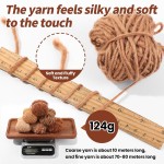 Hand Spun Art Yarn Kit - 6 Skeins 525 -Yard Vintage Style Blended Fibers with Wood Buttons & Crochet Hook for Knitting, Crochet, Textile Decorative, Tassels, Jewelry Making, Fiber Crafts (Coffee)