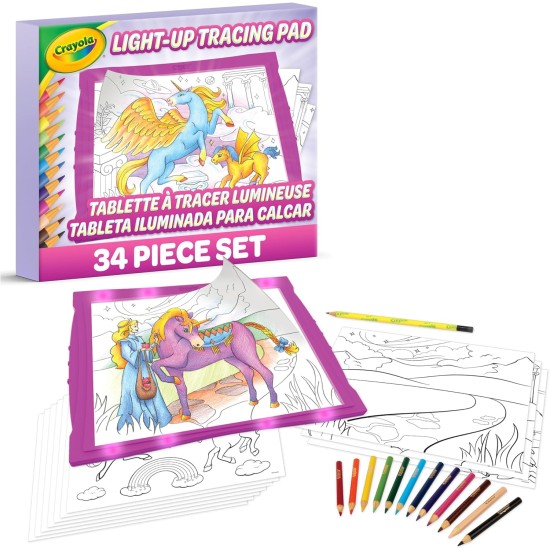 Crayola Light Up Tracing Pad Pink, Essential Easter Basket Stuffers, Best Birthday Gifts for Girls & Boys, 6, 7, 8 Year Olds, Kids Toys, Light Box Art Kit for Kids [Amazon Exclusive]