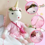 Unicorn Doll Stuffed Animal Toys for Girls - Ballerina Doll | Plush Carrier Bag | 3 Set Cloth Accessories, Kids Pretend Play Crochet Gifts, Birthday Gift for 3 4 5 6 Year Old Little Girl Unicorn Toys