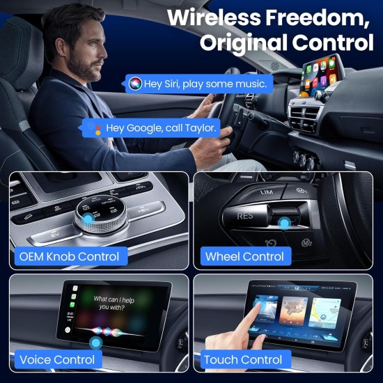 Wireless CarPlay Adapter2026 Upgraded – Suitable for Apple iPhone & Android, with Compact Size, Plug-and-Play Convenience, and Fast, Stable Connection for CarPlay & Android Applications