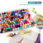 150Pcs 15mm Silicone Beads for Keychain Making and Bracelet Making,30 Colors Round Silicone Beads for Pens（Multicolor）