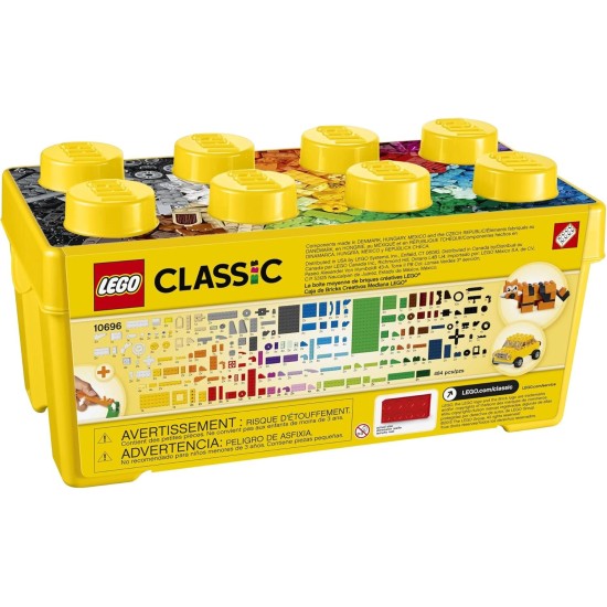 LEGO Classic Medium Creative Brick Box 10696 Building Toy Set - Featuring Storage, Includes Train, Car, and a Tiger Figure, and Playset for Kids, Boys, and Girls Ages 4-99