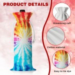 Silkfly 10 Set White Cotton Wine Bottle Bags for Tie Dye Kit, Items Things to Tie Dye, Bulk Blank Wine Bottle Gift Bags with Drawstrings for DIY Birthday Wedding Party Supplies