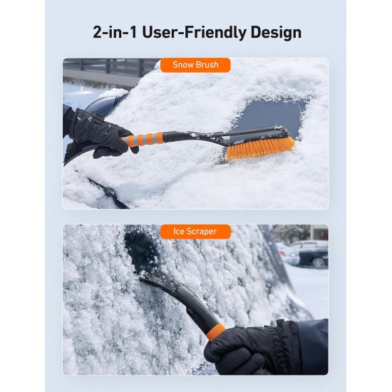 AstroAI 27" Snow Brush and Ice Scrapers for Car Windshield, Detachable Snow Scrapers with Ergonomic Foam Grip for Cars, Trucks, SUVs (Heavy Duty ABS, PVC Brush, Orange) AstroAI 27" Snow Brush and Ice Scrapers for Car Windshield, Detachable Snow Scrapers with Ergonomic Foam Grip for Cars, Trucks, SUVs (Heavy Duty ABS, PVC Brush, Orange)