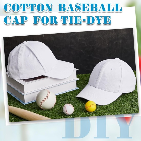 Silkfly 6 Pcs Cotton White Plain Baseball Cap for Tie Dye Kit Items Things for Tie Dye (Small)