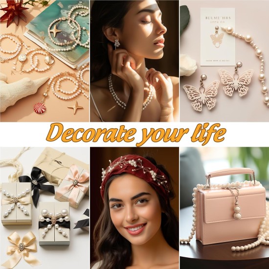 1228pcs Pearl Beads for Jewelry Making Pearl Beads for Bracelets Pearl Beads for Crafts Pearl Beads for Bracelet Making Kit Pearl Beads with Holes for Jewelry Making, Imitation Pearls for Fillers