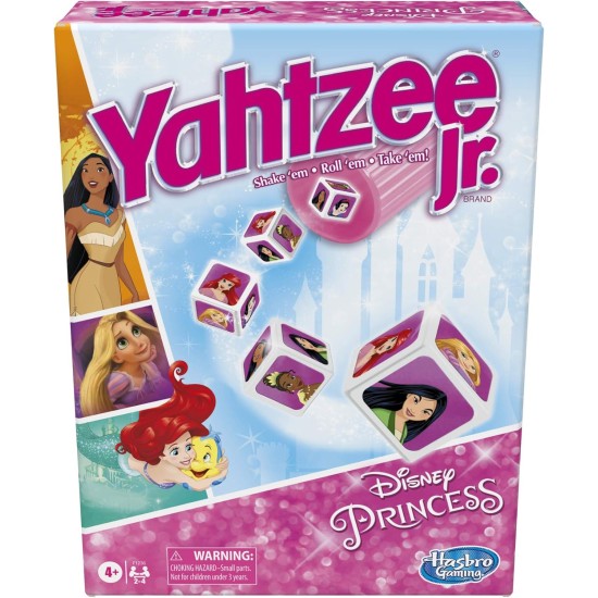Hasbro Gaming Yahtzee Jr.: Disney Princess Edition Board Game for Kids Ages 4 and Up, for 2-4 Players, Counting and Matching Game for Preschoolers (Amazon Exclusive)